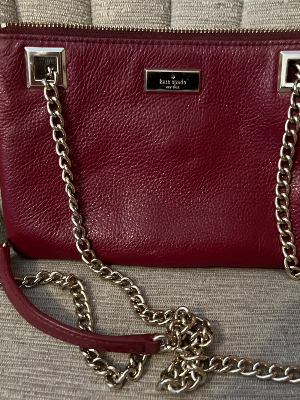 kate spade Rich Wine Pebbled Leather Chain Crossbody